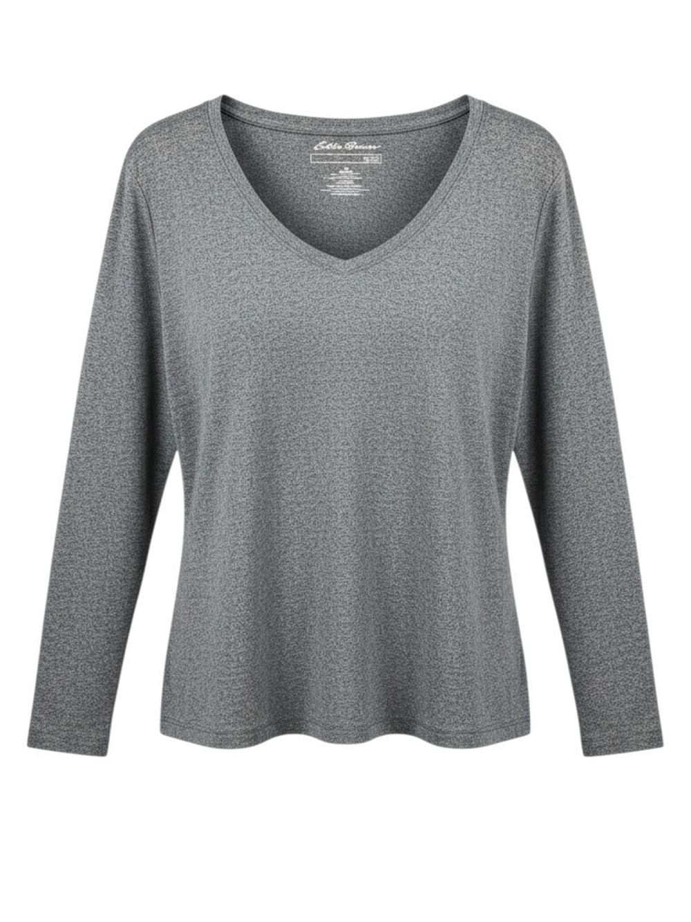 Eddie Bauer Heathered Gray V-Neck Long Sleeve Tee